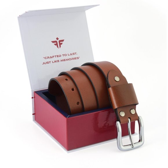 Handcrafted Burnt Orange Full Grain Leather Belt For Men - Free Personalization - Picture 5 of 15